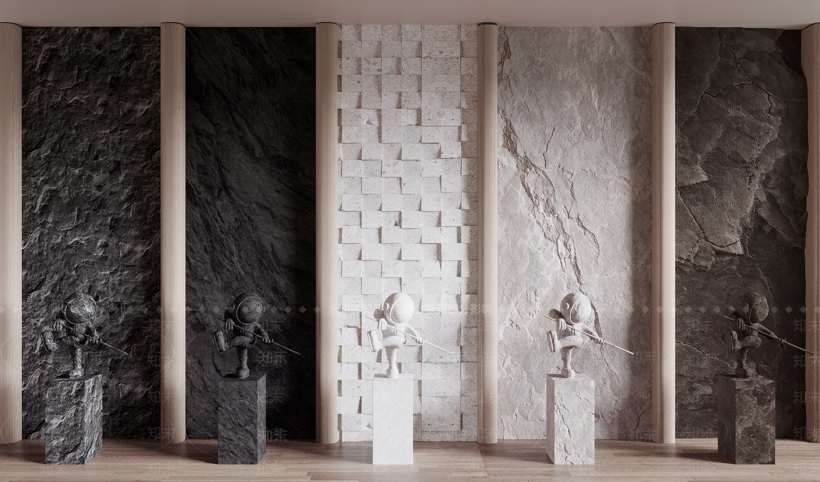 现代石材背景墙3D模型下载【ID:1140663802】