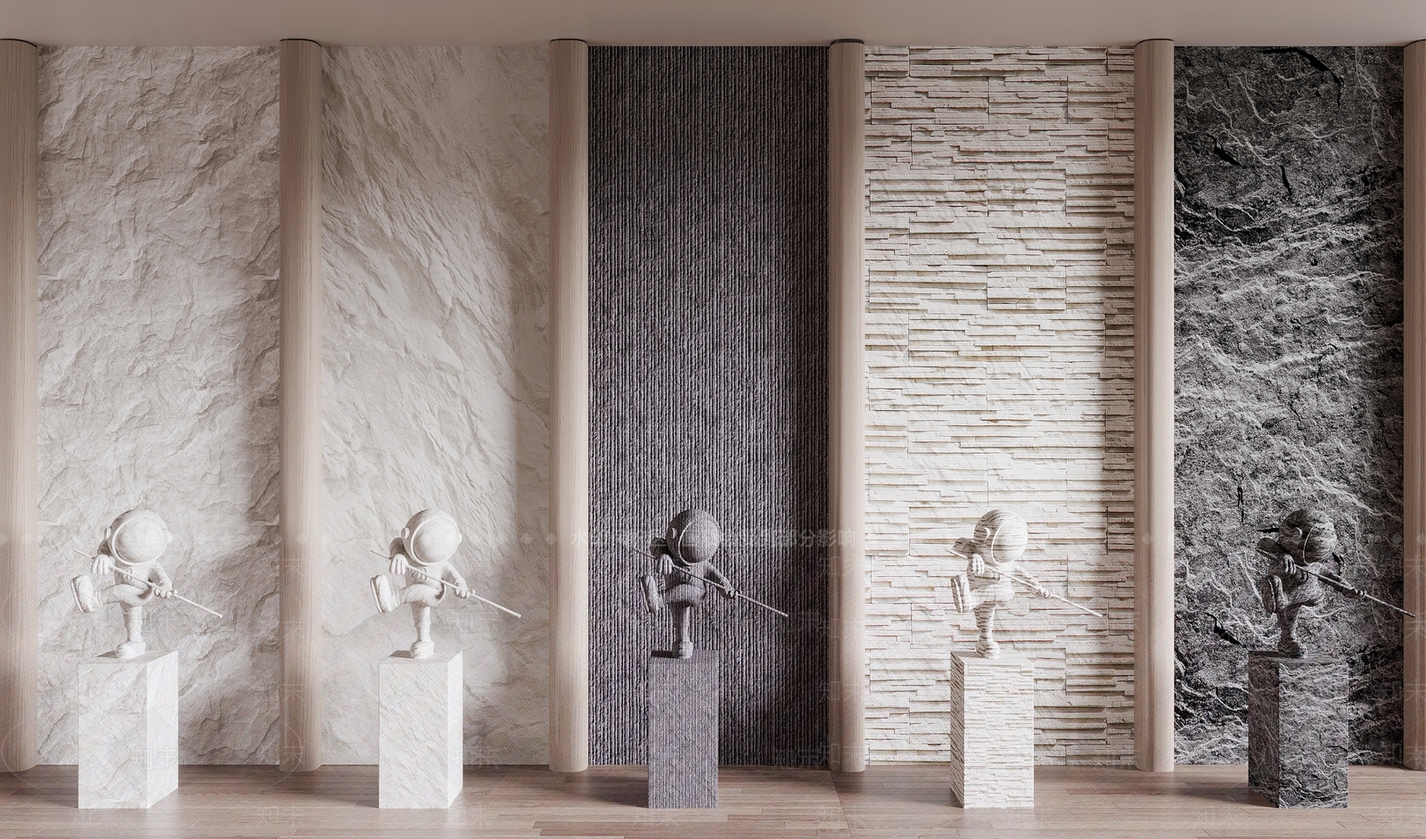 现代石材背景墙3D模型下载【ID:1140665602】