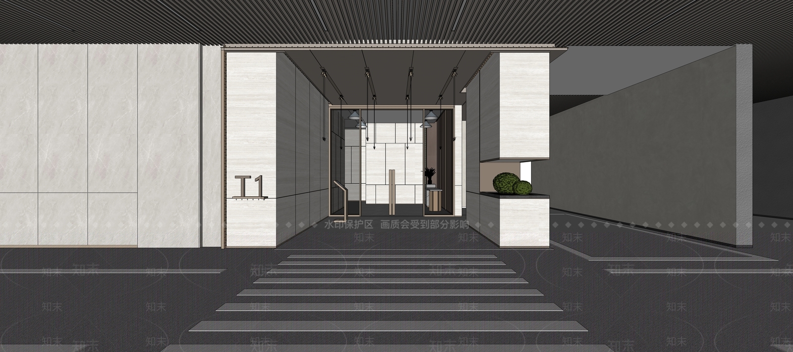 现代其他酒店空间SU模型下载【ID:1140667270】