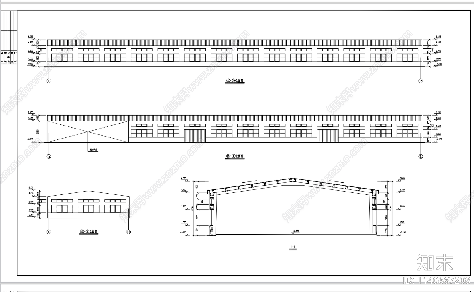 单层钢结构厂房建筑施工图下载【ID:1140667208】