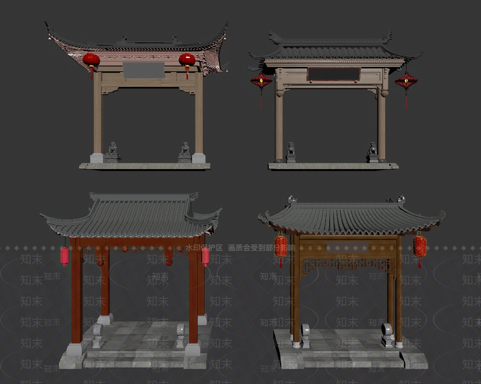 中式牌坊牌楼SU模型下载【ID:1140669495】