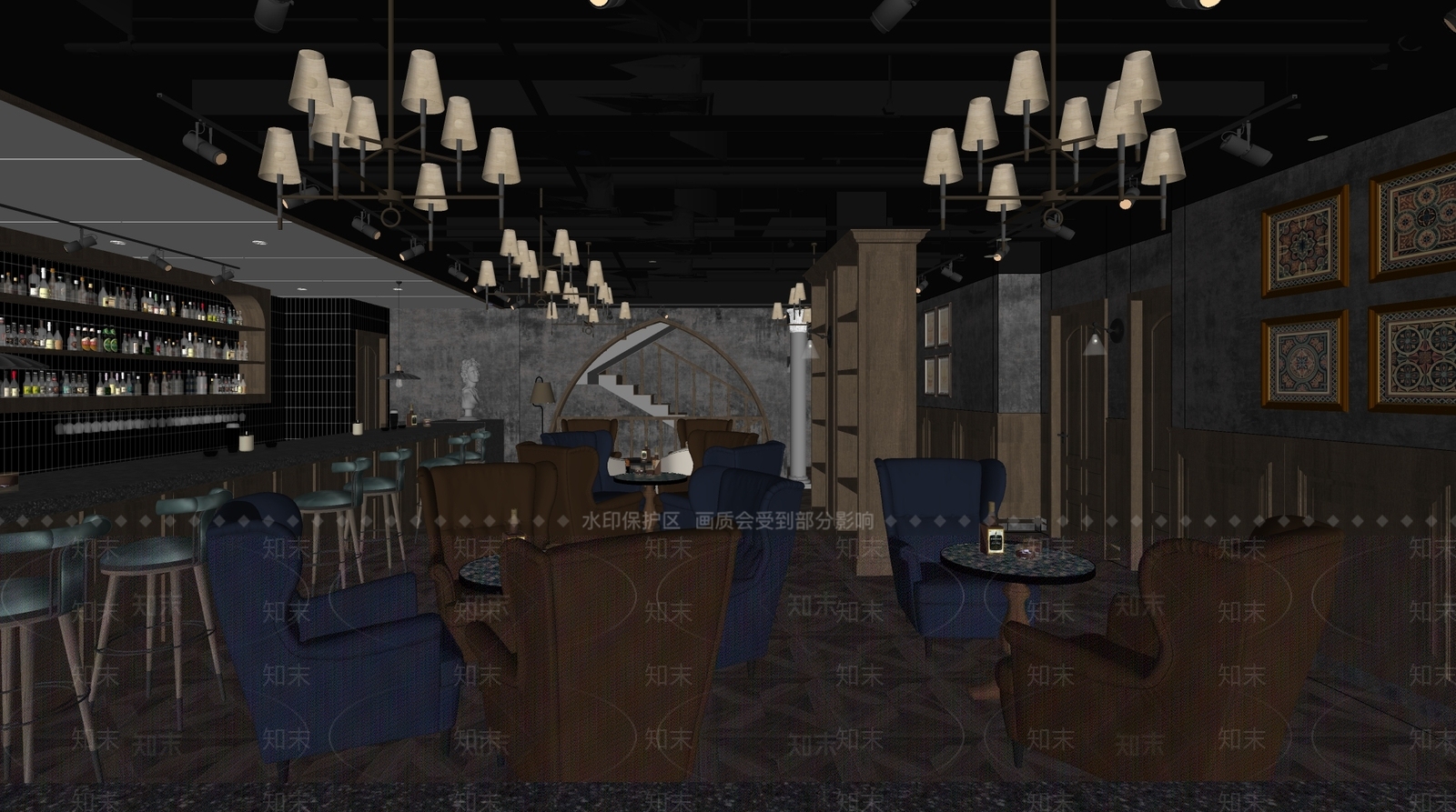 现代酒吧SU模型下载【ID:1140672687】