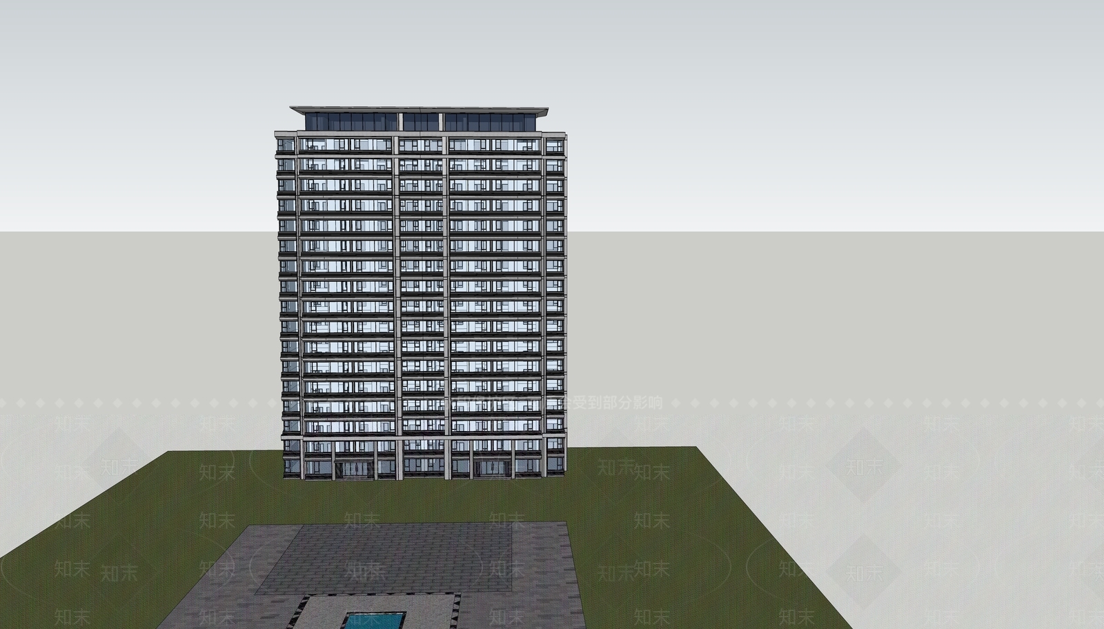 现代高层住宅SU模型下载【ID:1140674414】