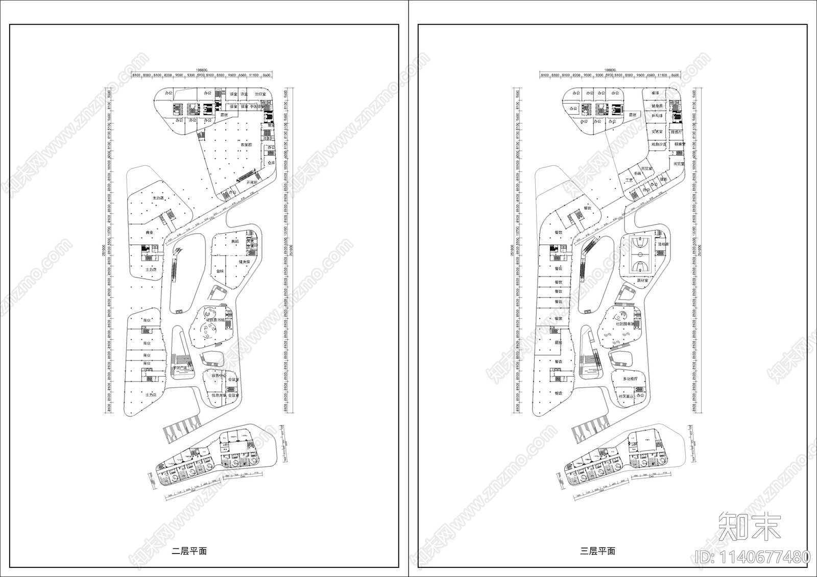 邻里中心建筑效果图4套cad施工图下载【ID:1140677480】