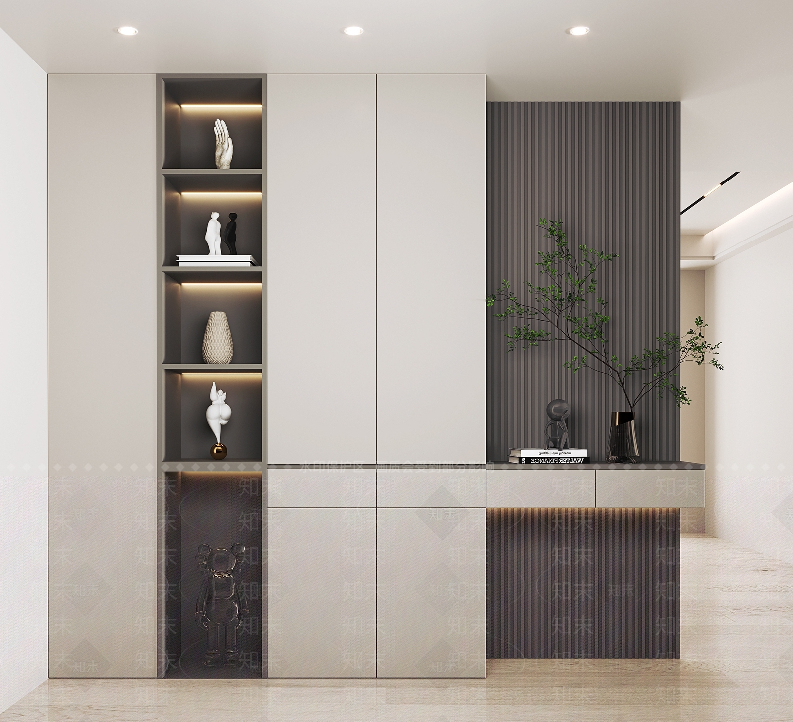 现代奶油风隔断鞋柜3D模型下载【ID:1140677318】