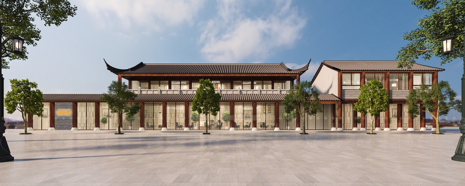 中式餐厅外观建筑3D模型下载【ID:1140684706】