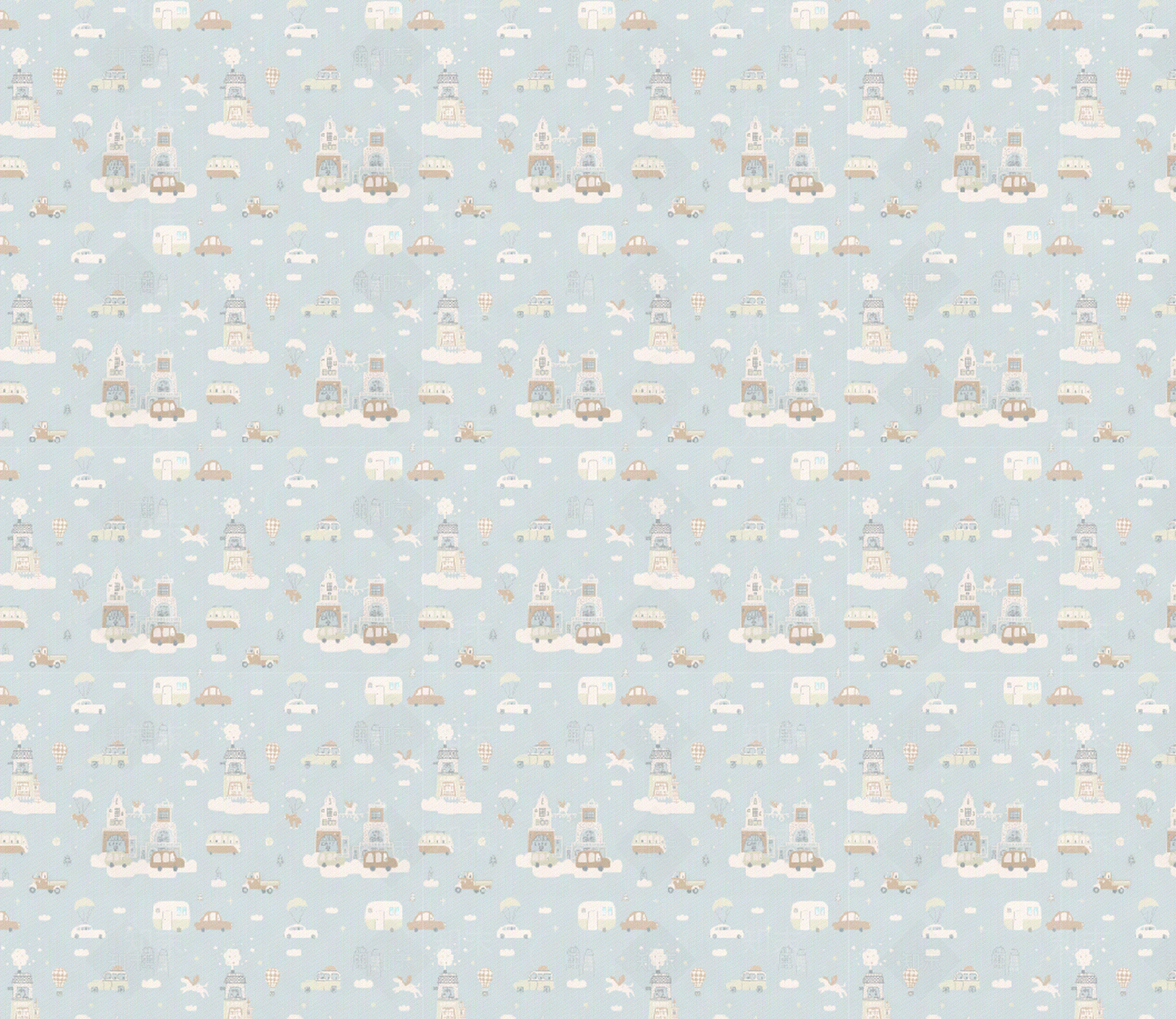 地中海风格卡通蓝色小汽车壁画贴图下载【ID:1140684828】