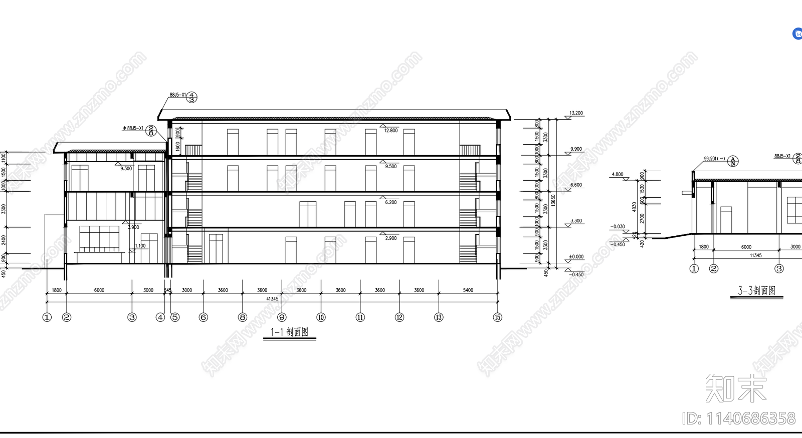 食堂办公楼建筑cad施工图下载【ID:1140686358】