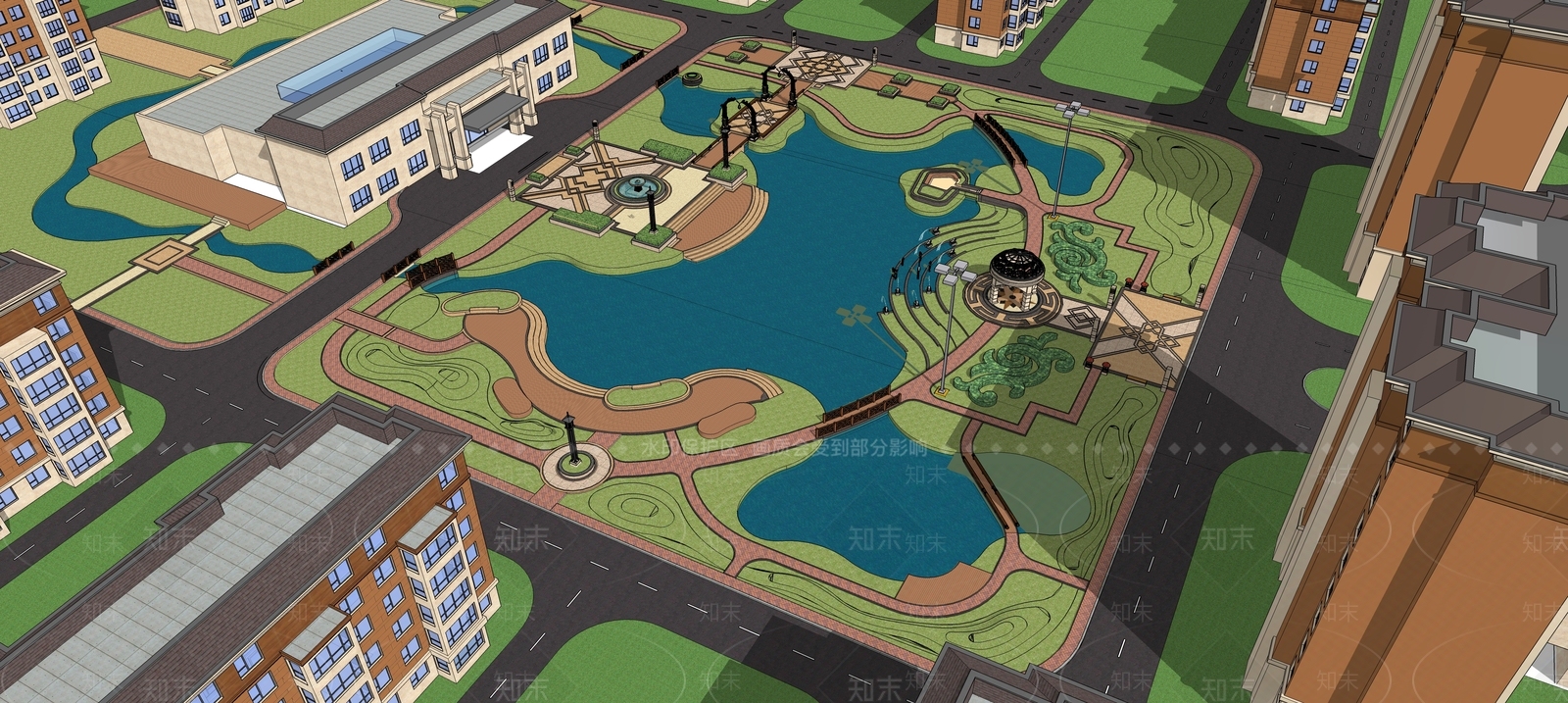 现代校园景观SU模型下载【ID:1140690545】