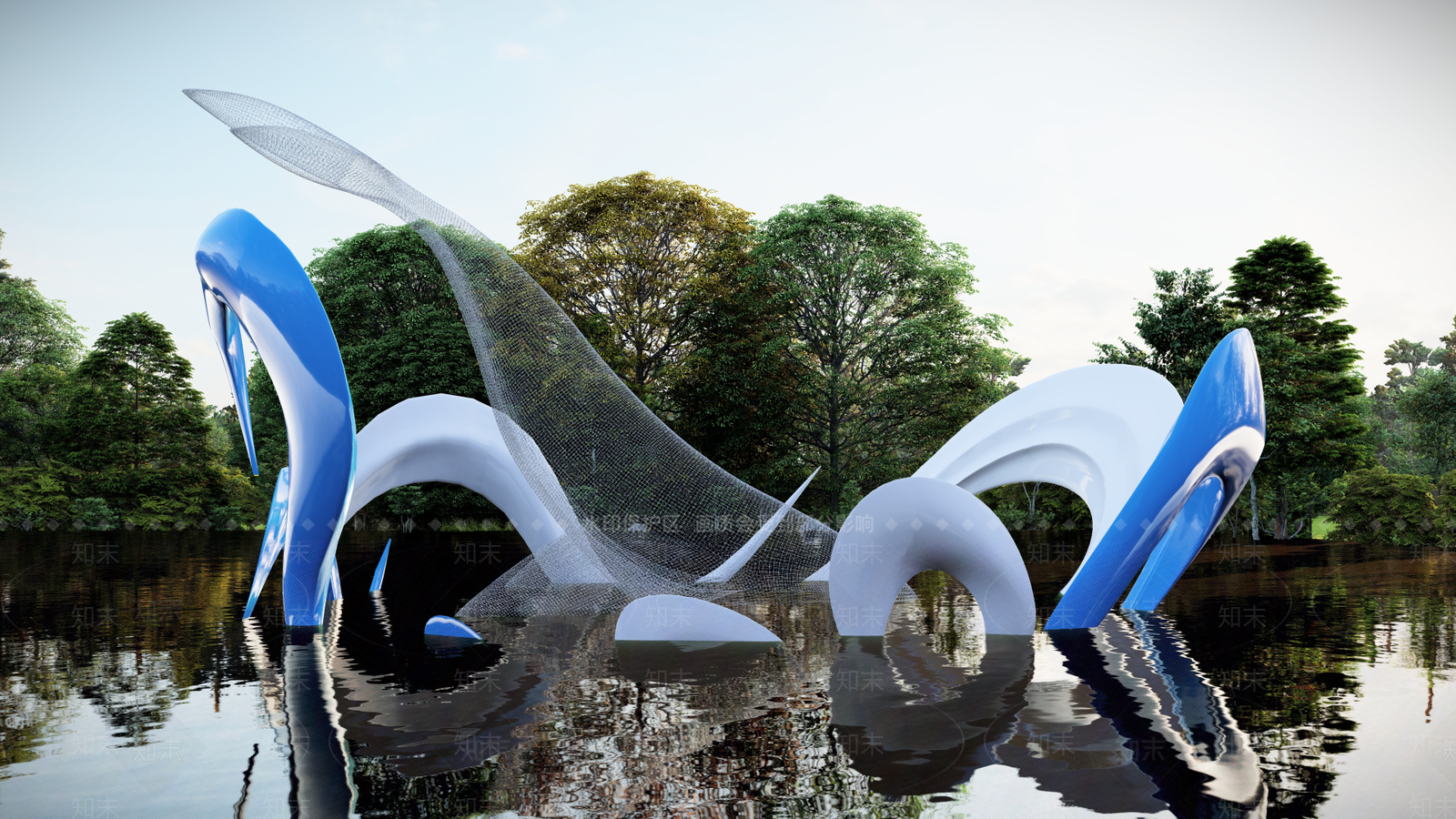 现代鲸鱼雕塑小品SU模型下载【ID:1140691231】