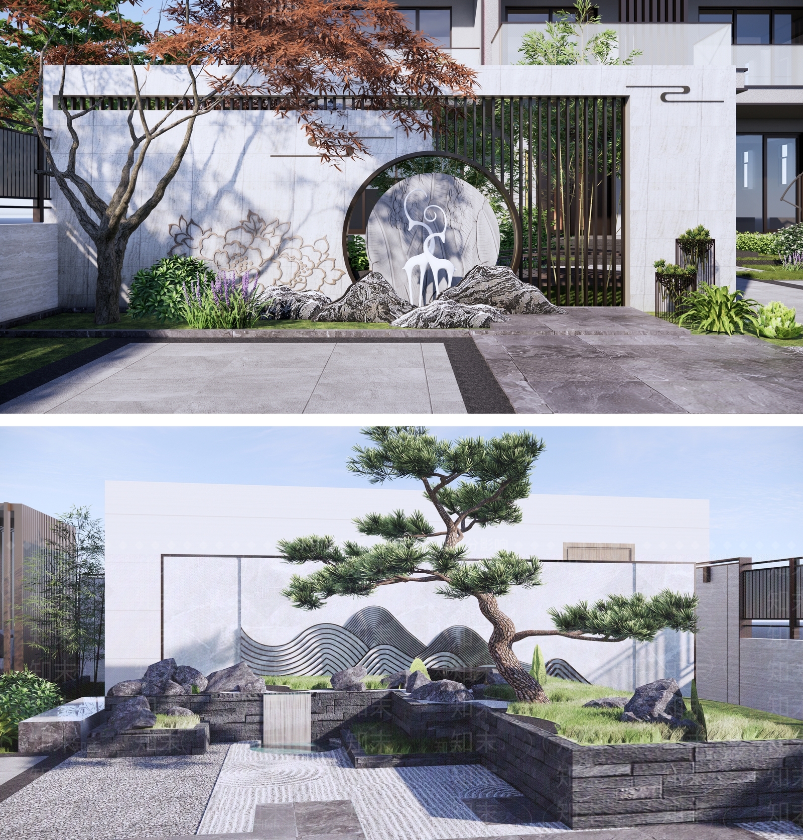 新中式庭院花园SU模型下载【ID:1140691820】_知末su模型网