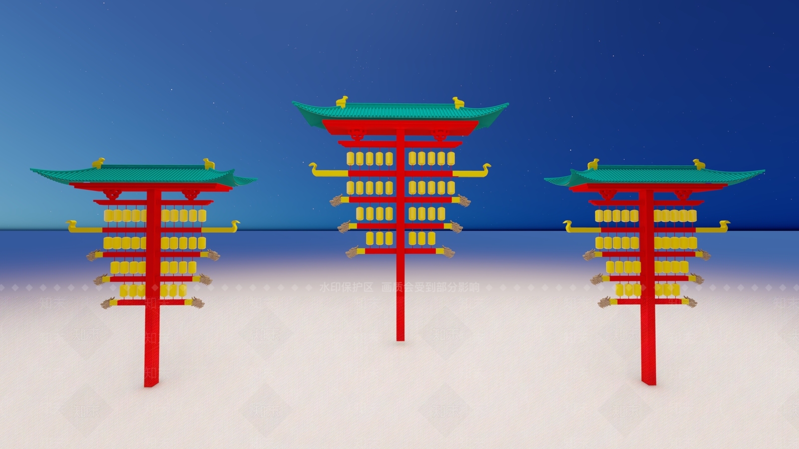 新中式灯笼路灯SU模型下载【ID:1140692348】