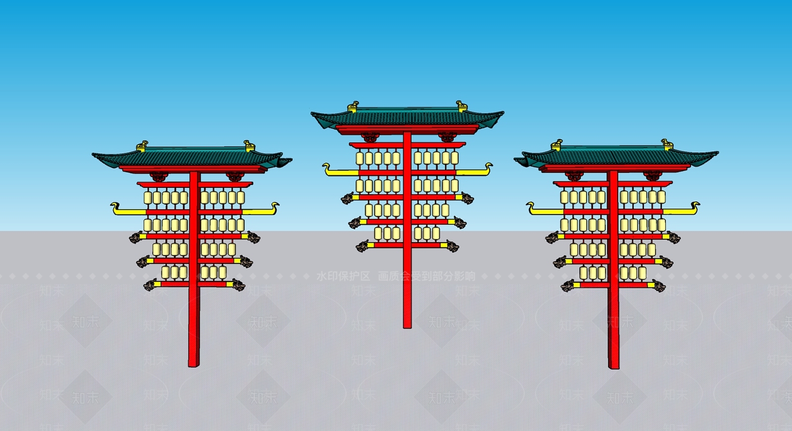新中式灯笼路灯SU模型下载【ID:1140692348】