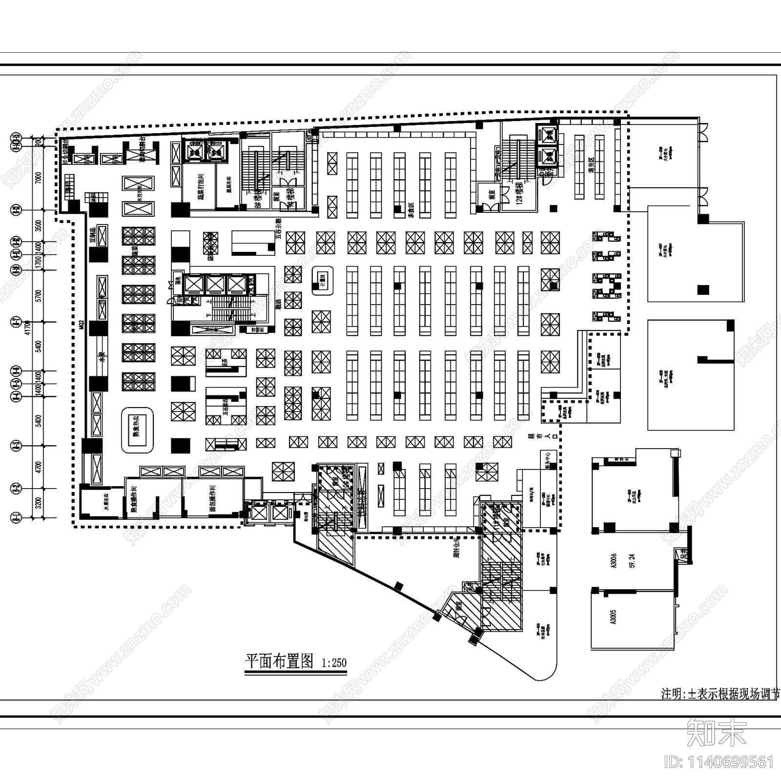 时代城生活超市室内装饰cad施工图下载【ID:1140699561】