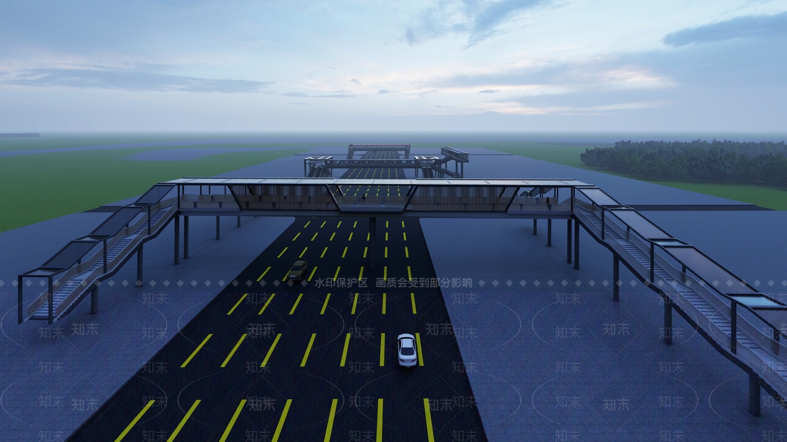 现代简约人行天桥SU模型下载【ID:1140701189】