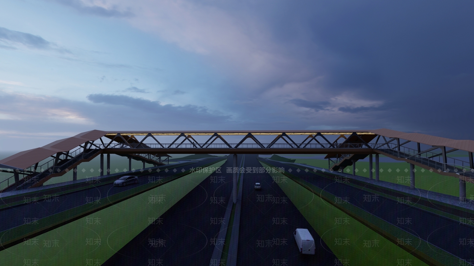 现代人行天桥SU模型下载【ID:1140701631】
