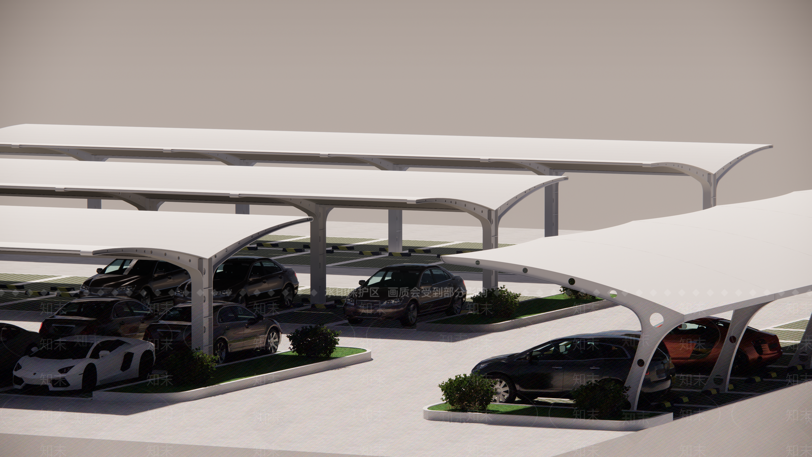 现代汽车停车棚SU模型下载【ID:1140703707】