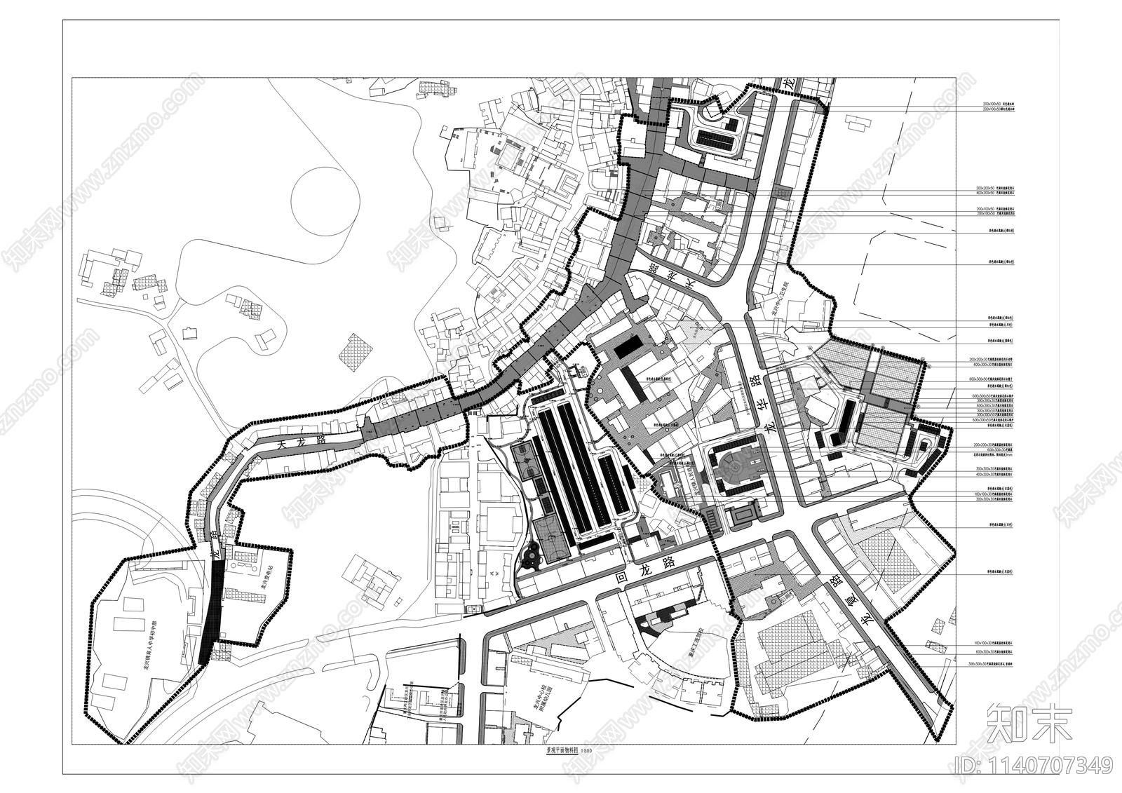 龙兴场镇居住区建筑景观改造cad施工图下载【ID:1140707349】