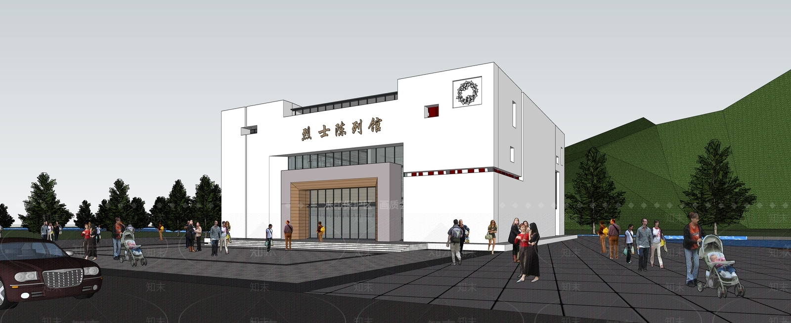 现代纪念馆SU模型下载【ID:1140708789】