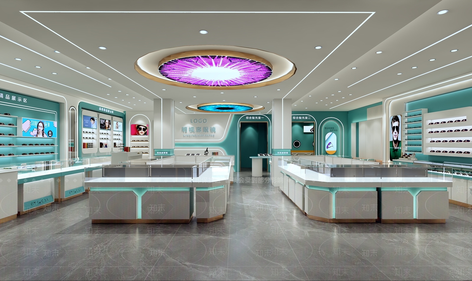 现代眼镜店3D模型渲染效果图