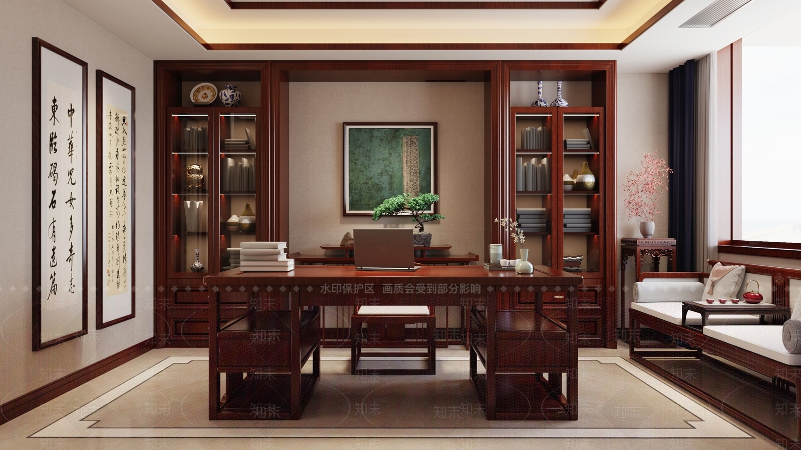 中式书房3D模型下载【ID:1140711746】_知末3d模型网