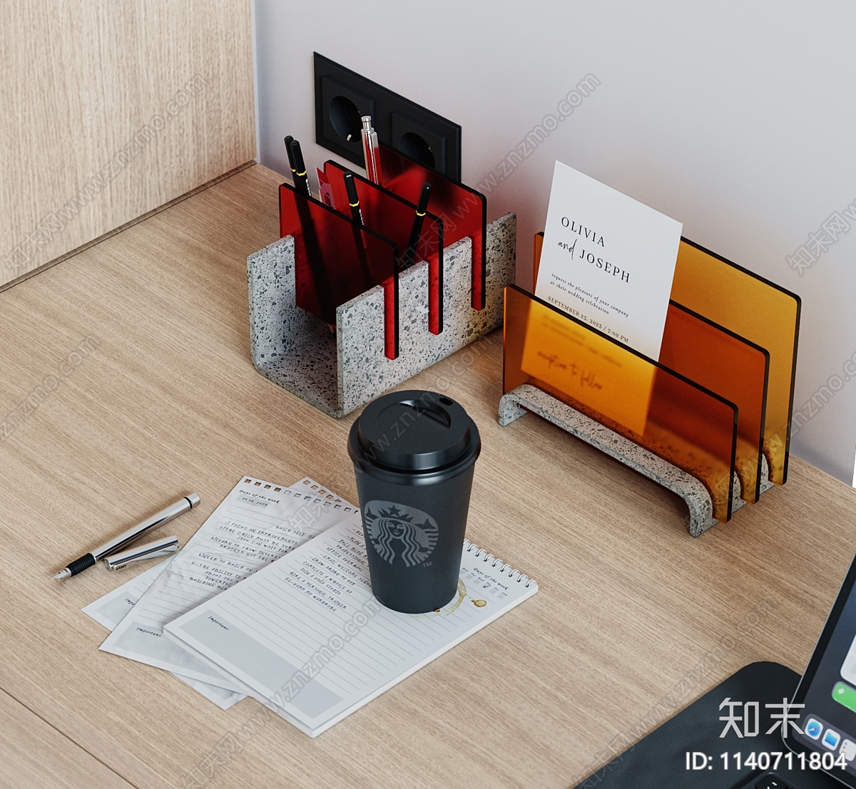 现代书桌椅组合3D模型下载【ID:1140711804】