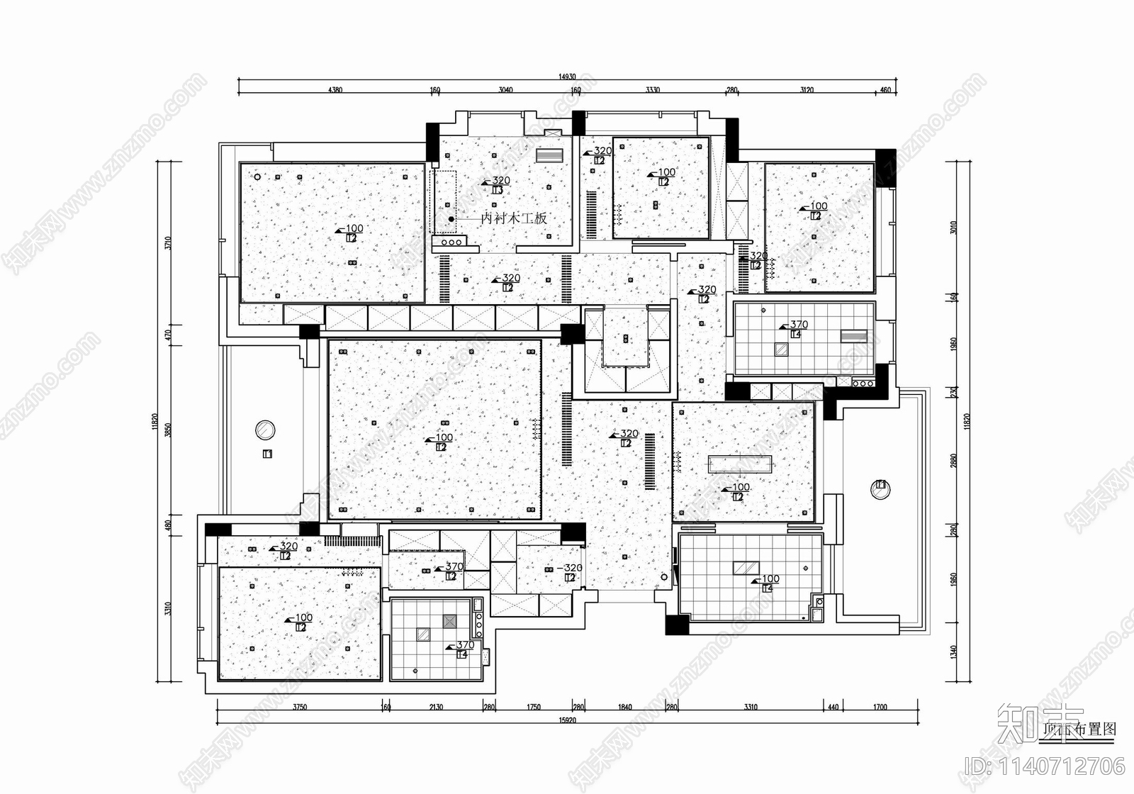 160㎡大平层家装室内cad施工图下载【ID:1140712706】