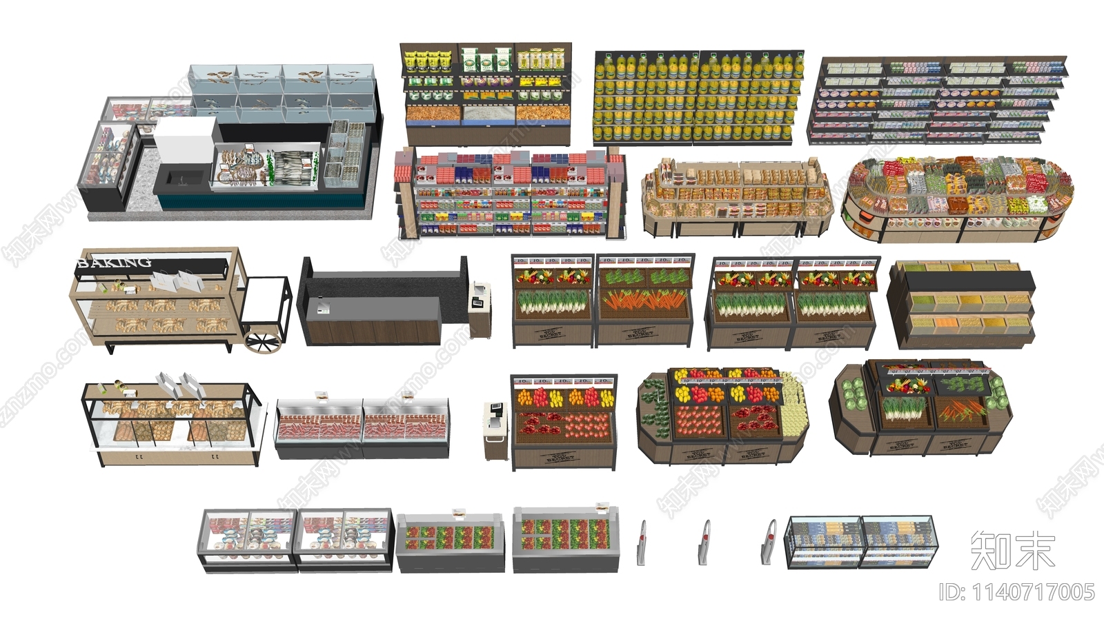现代超市货架SU模型下载【ID:1140717005】