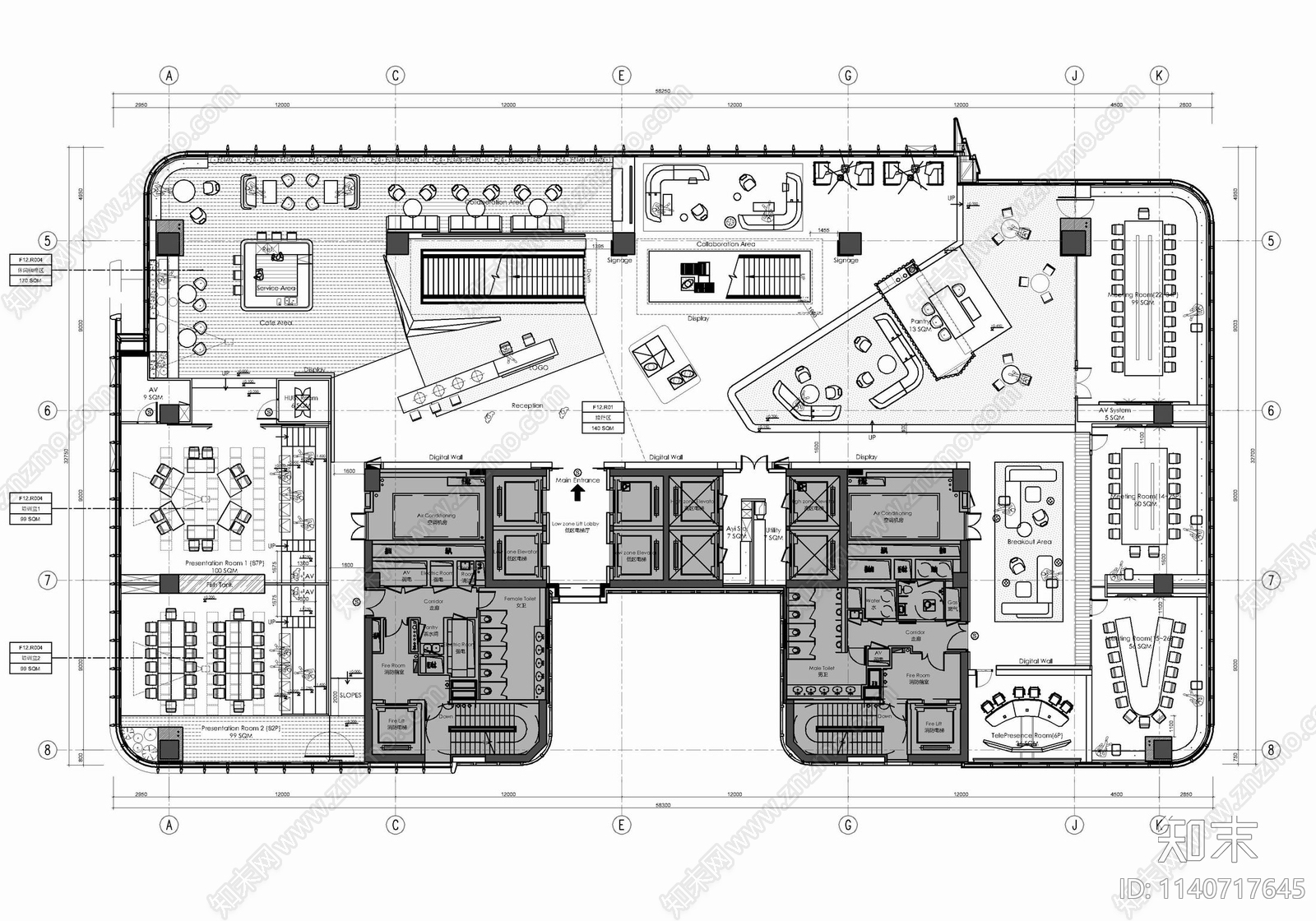 办公空间平面系统施工图下载【ID:1140717645】