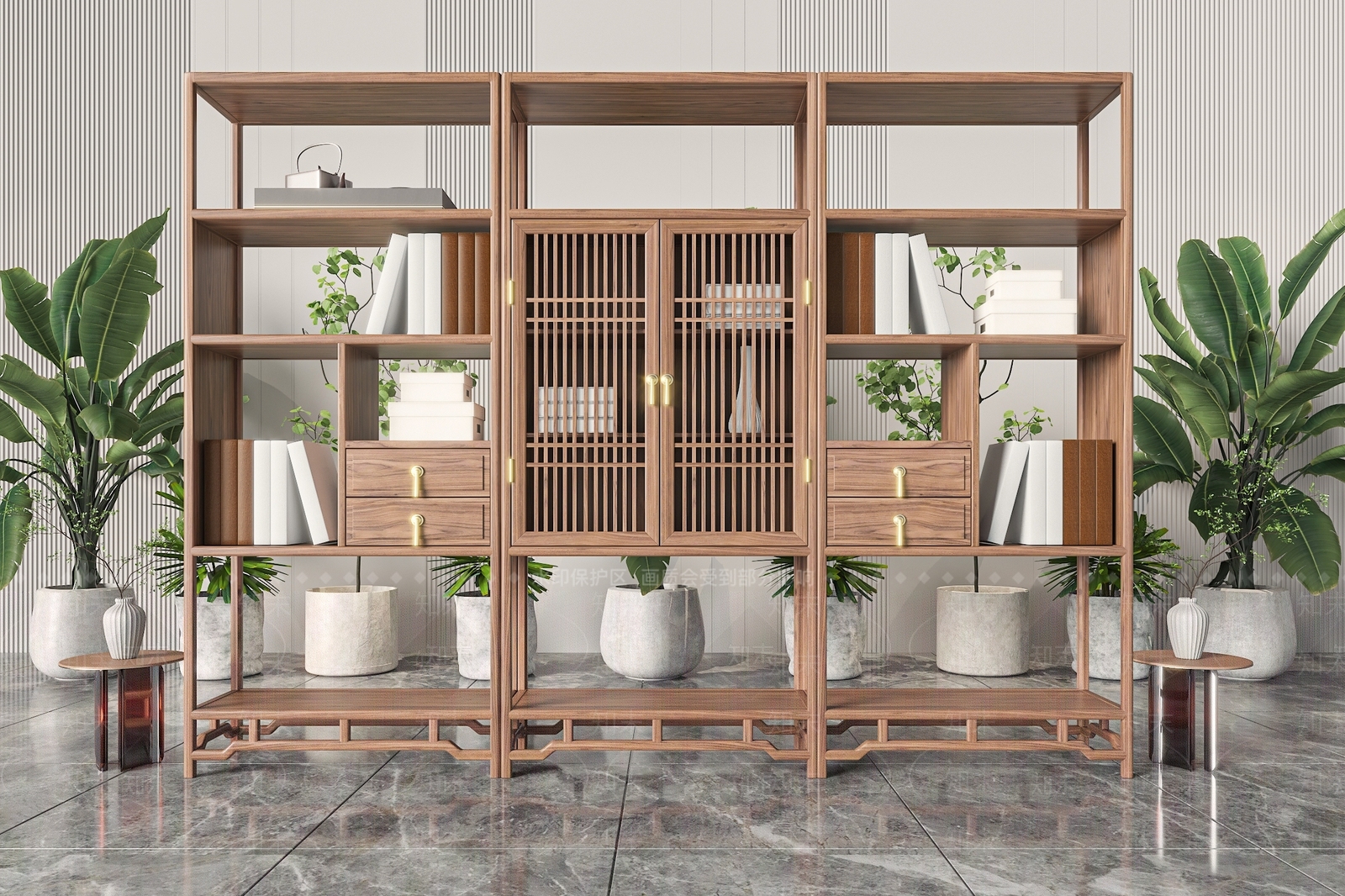 新中式博古架3D模型下载【ID:1140718583】