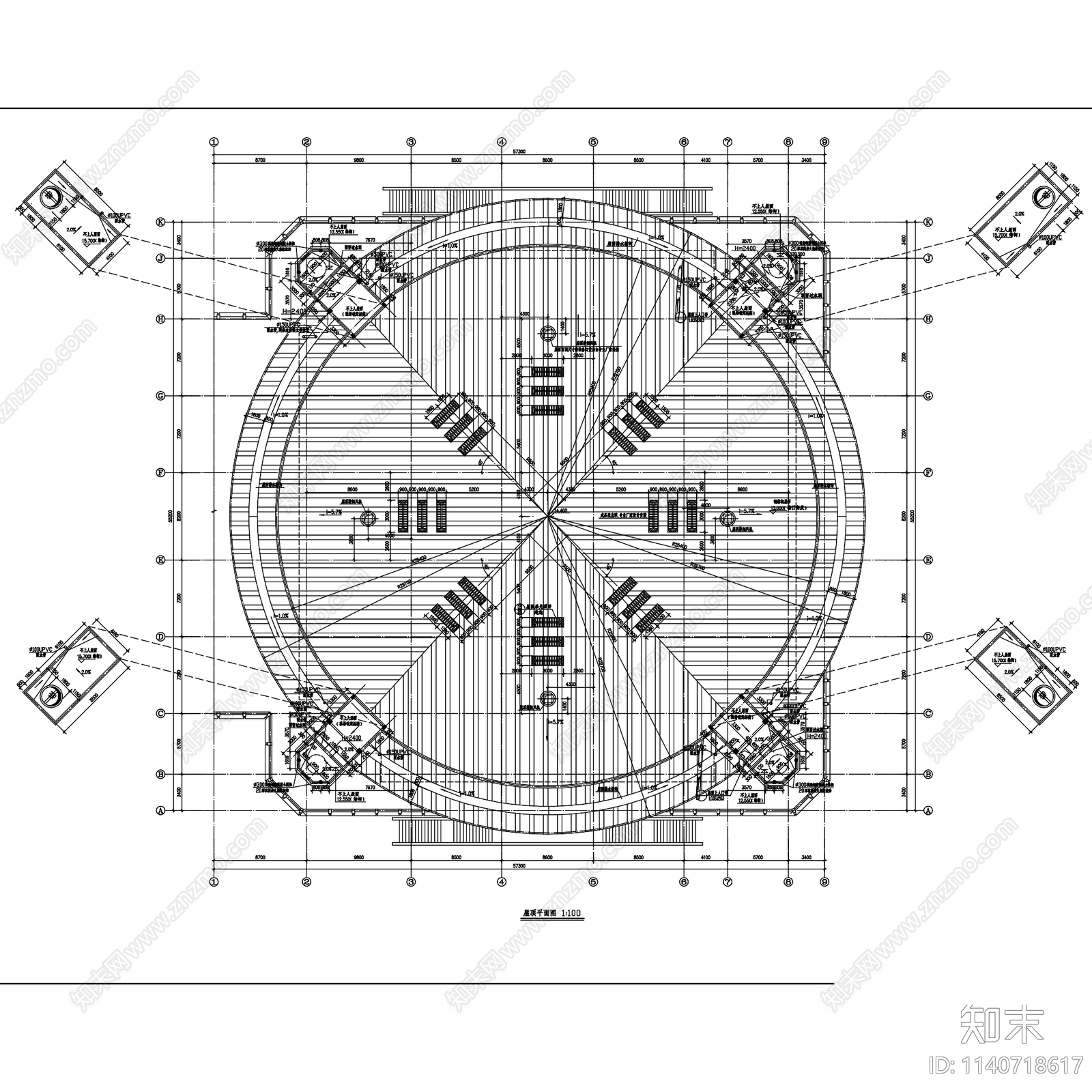 青岛一中体育馆建筑cad施工图下载【ID:1140718617】