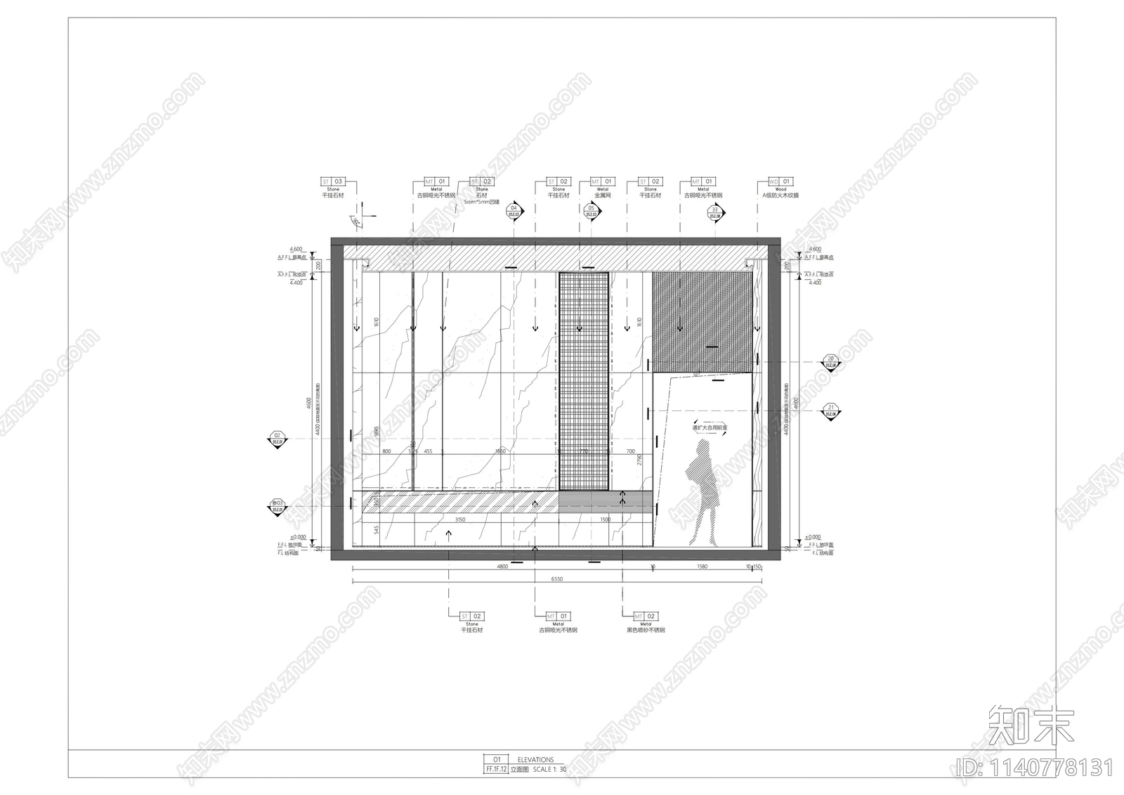 住宅大堂电梯厅cad施工图下载【ID:1140778131】