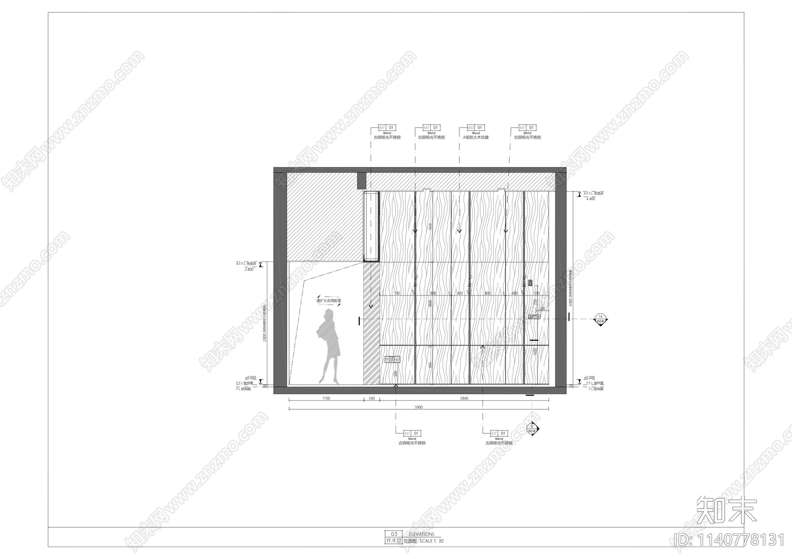 住宅大堂电梯厅cad施工图下载【ID:1140778131】