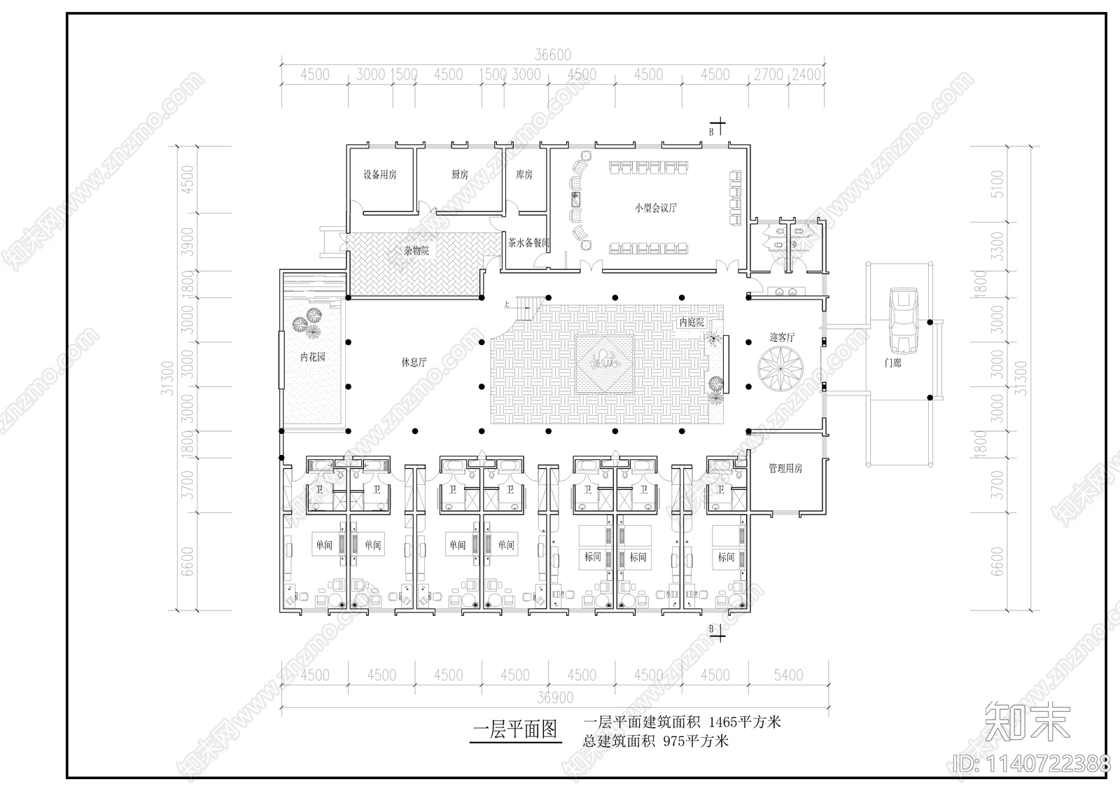 徽派风格仿古建筑cad施工图下载【ID:1140722388】