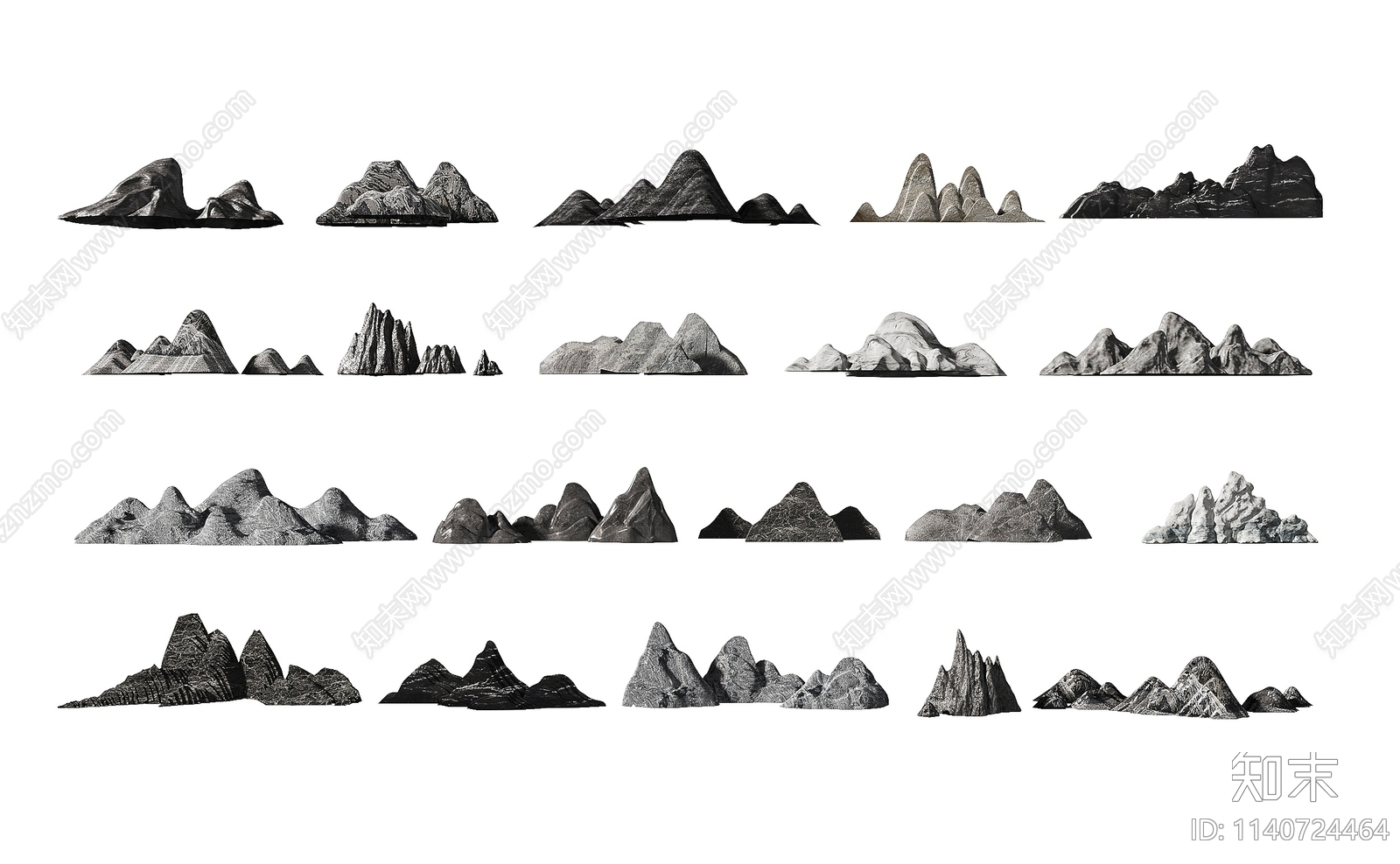 新中式假山石3D模型下载【ID:1140724464】