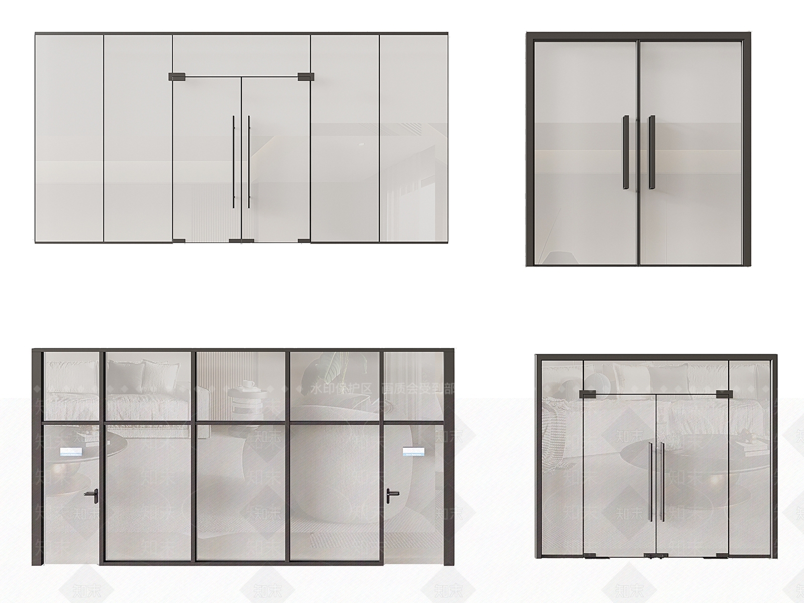 现代玻璃大门SU模型下载【ID:1140724531】