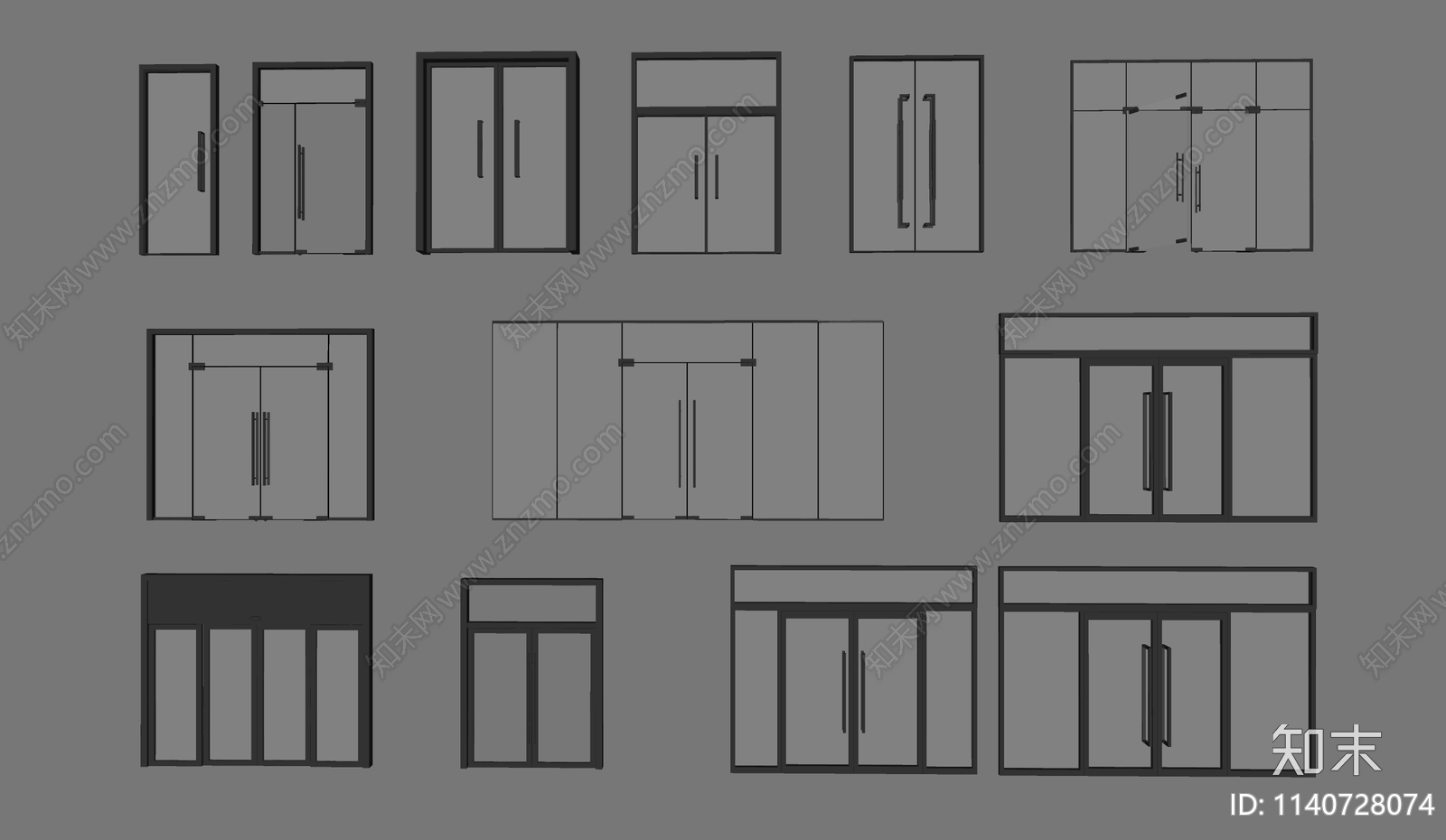 现代玻璃大门组合SU模型下载【ID:1140728074】