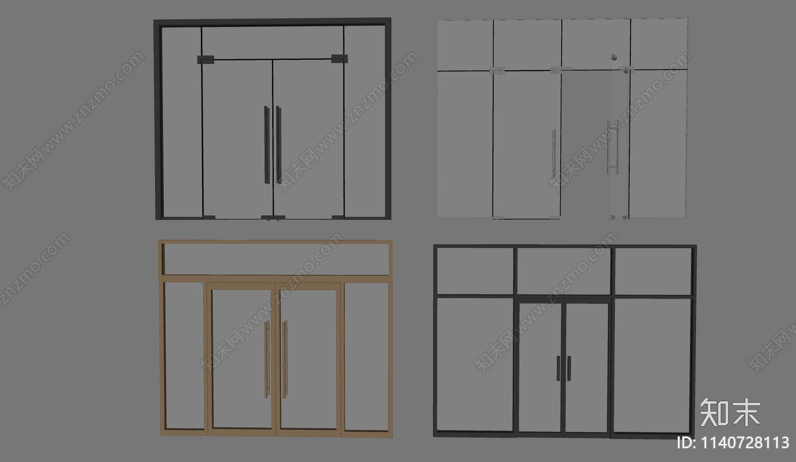现代玻璃大门组合SU模型下载【ID:1140728113】