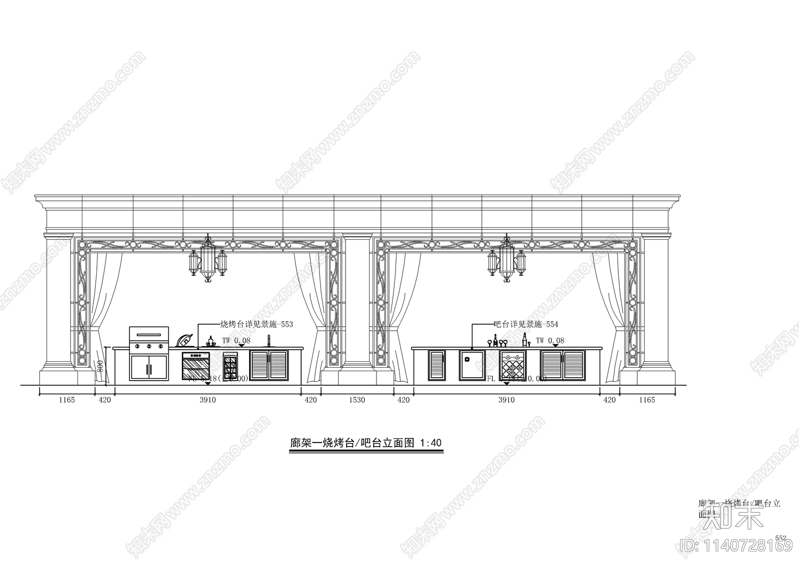 景观烧烤台cad施工图下载【ID:1140728169】