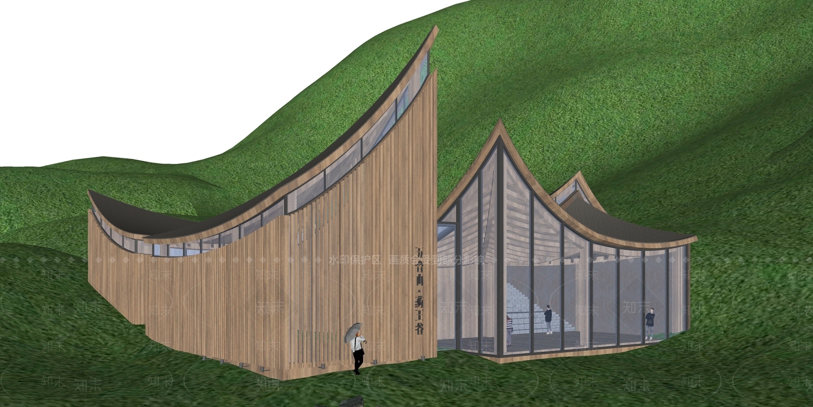 现代展览馆建筑SU模型下载【ID:1140728283】