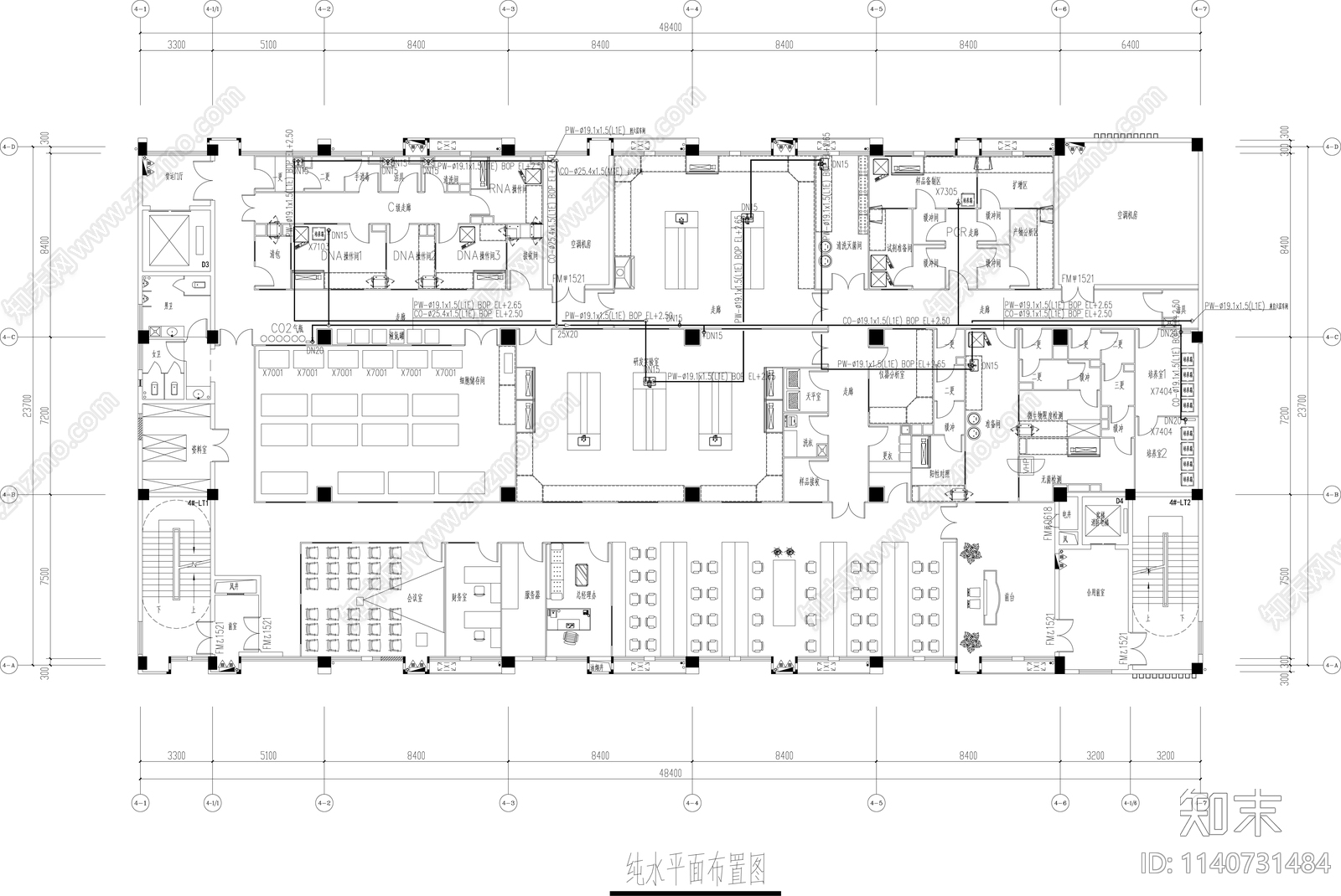 质量检测中心实验室给排水消防cad施工图下载【ID:1140731484】