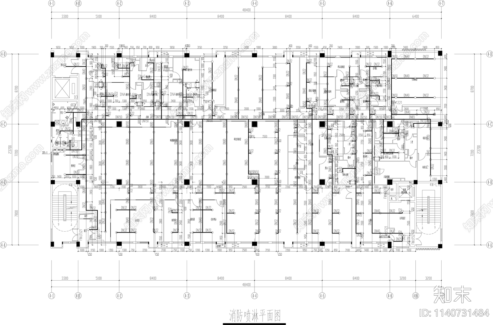 质量检测中心实验室给排水消防cad施工图下载【ID:1140731484】