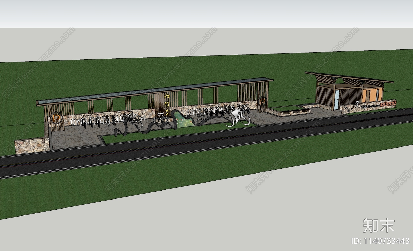 现代自行车驿站SU模型下载【ID:1140733443】