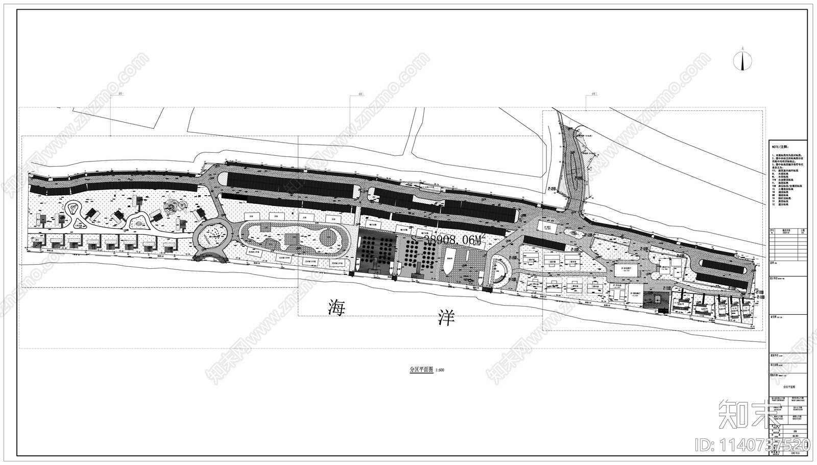 某海边露营基地景观cad施工图下载【ID:1140737520】