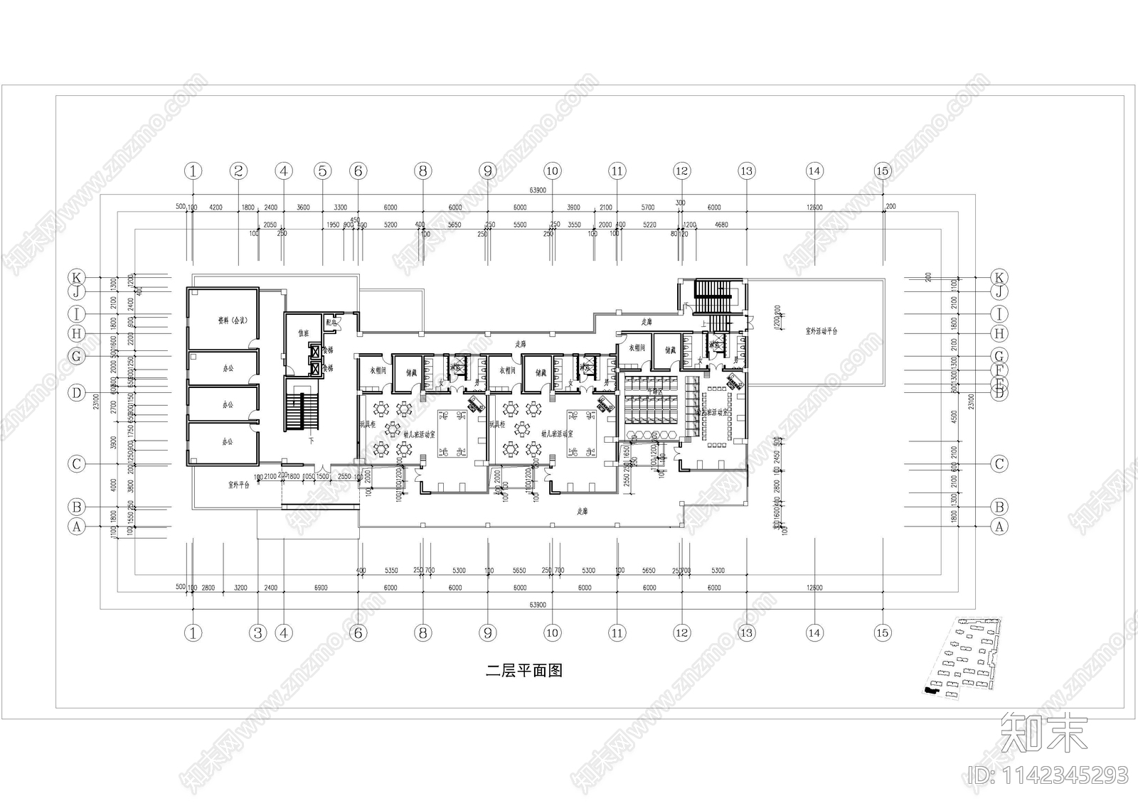 幼儿园建筑cad施工图下载【ID:1142345293】