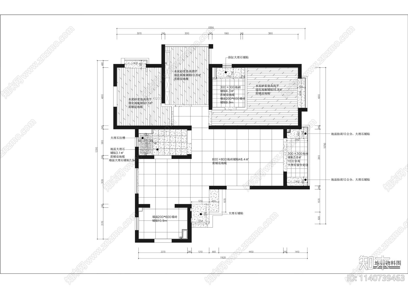 万科中式140平米三室两厅大平层装修cad施工图下载【ID:1140739463】