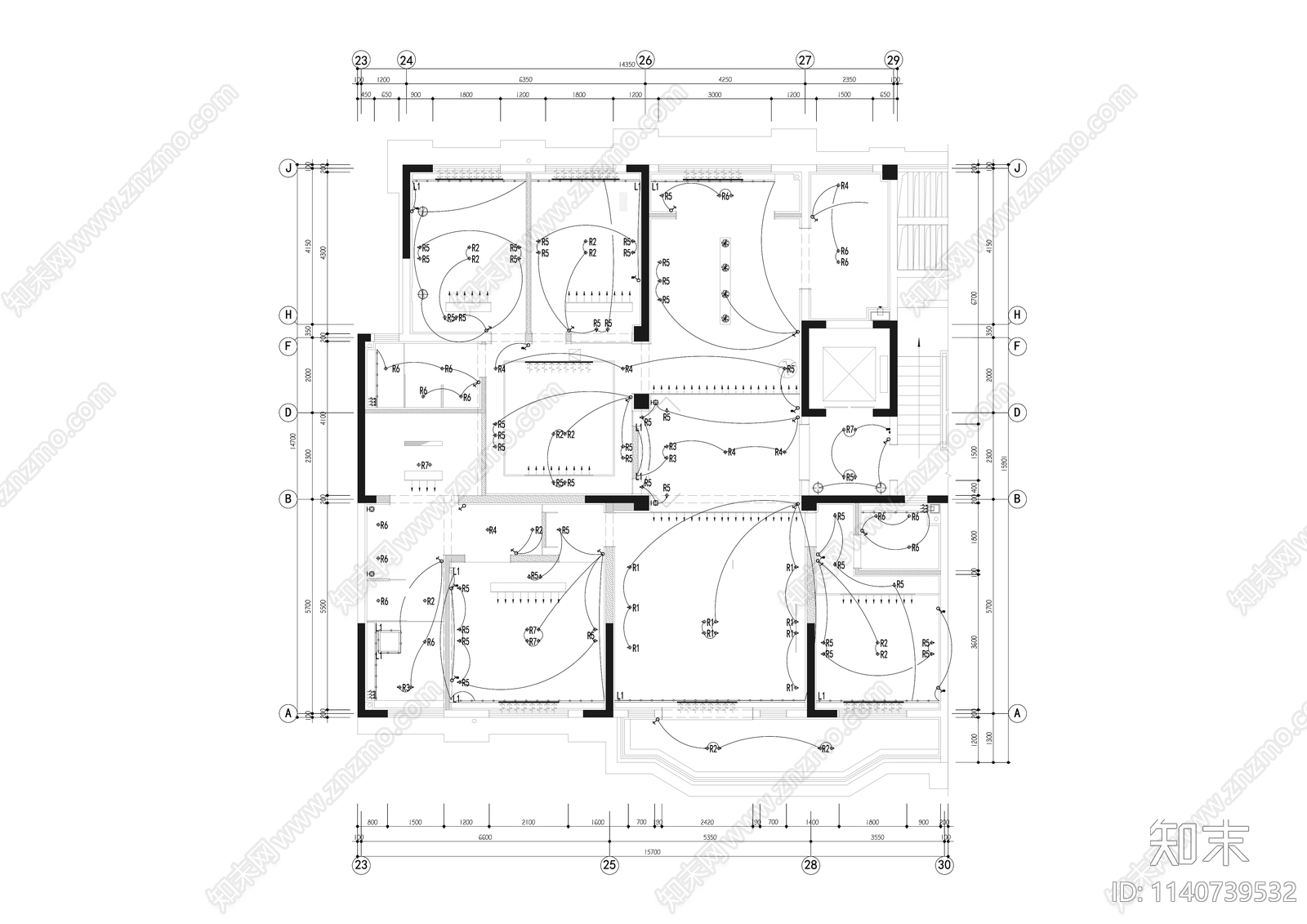 中式220平米五室两厅大平层装修cad施工图下载【ID:1140739532】