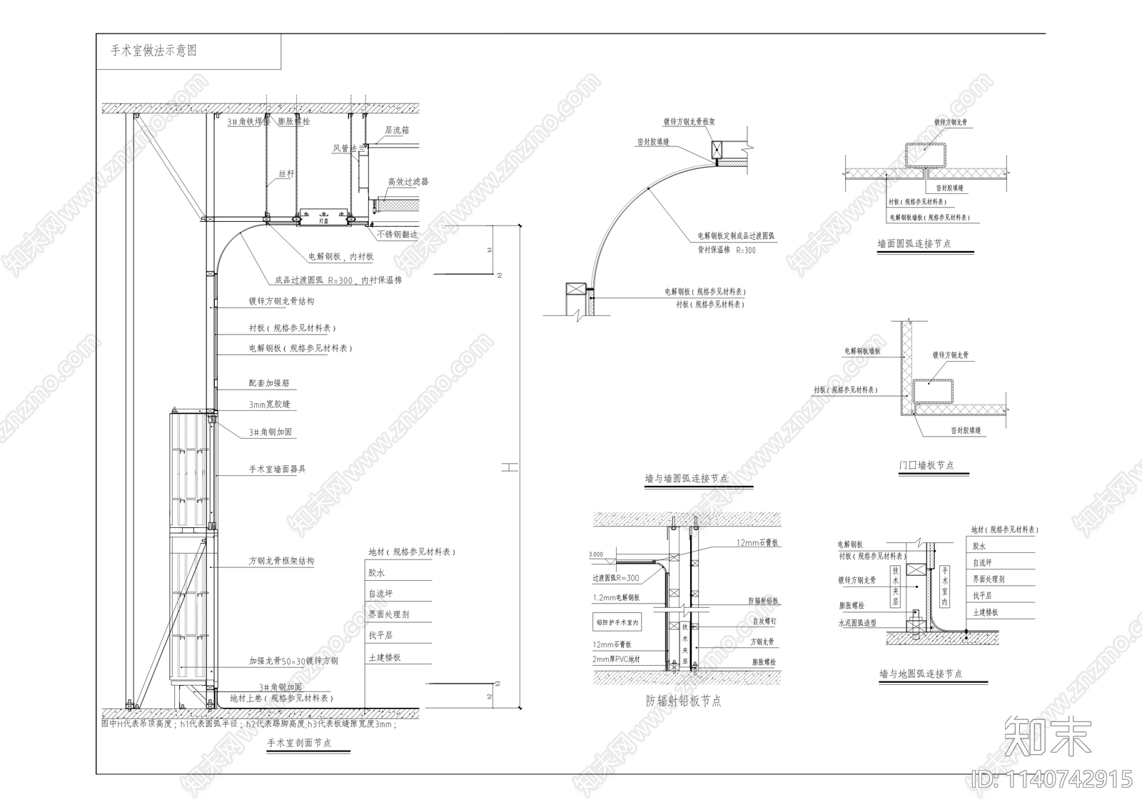 门诊综合楼手术室装修改造cad施工图下载【ID:1140742915】