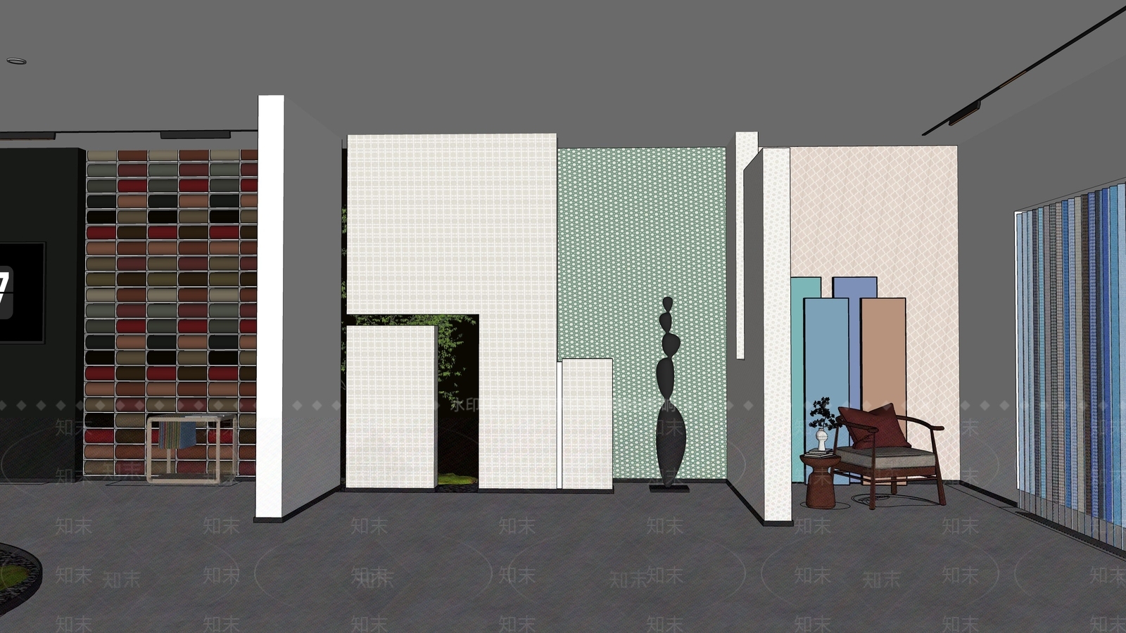 现代商业家居材料展厅SU模型下载【ID:1140743341】