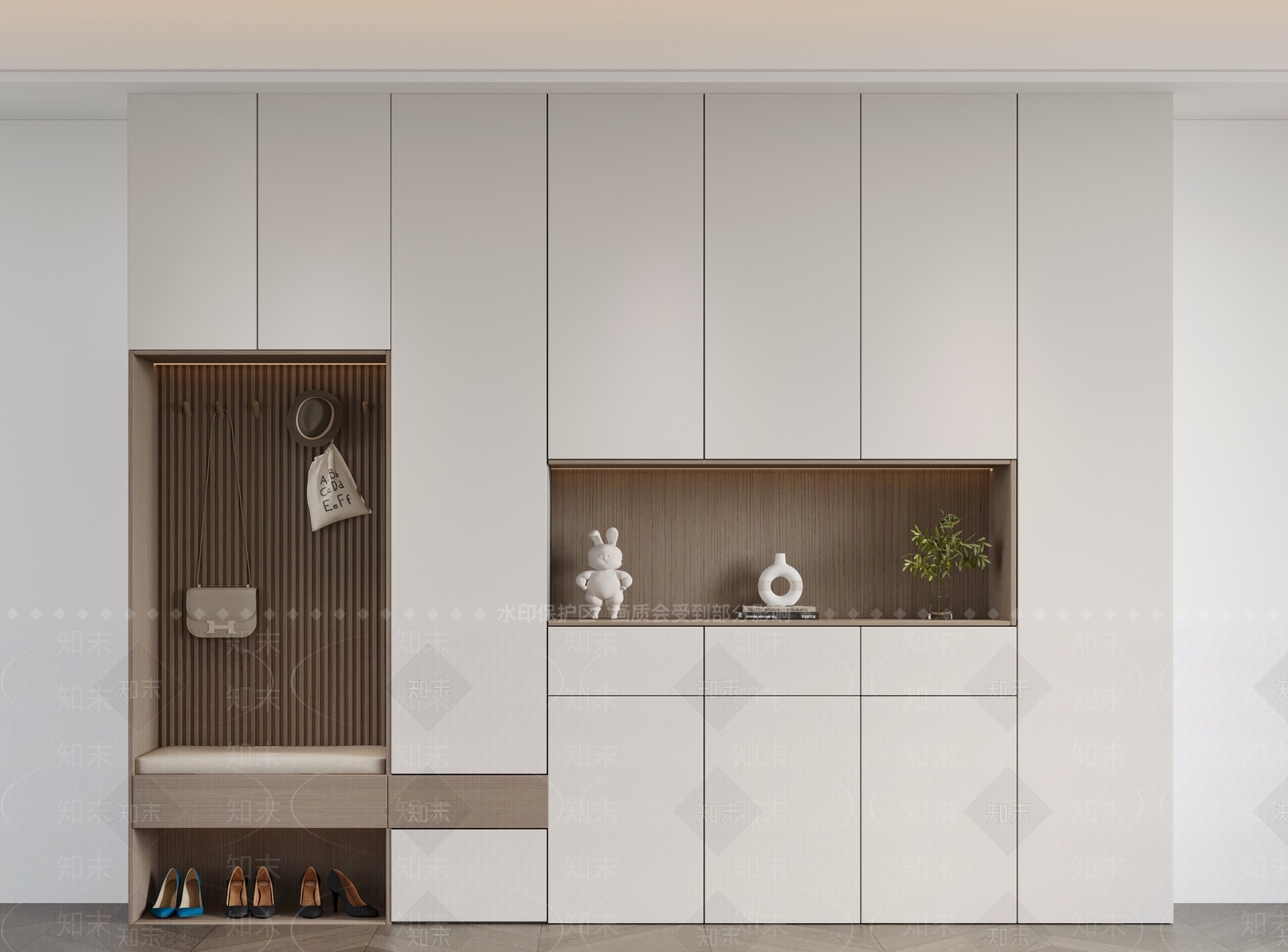 现代鞋柜3D模型下载【ID:1140746525】